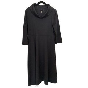 Land’s End Cowl Black 3/4 Sleeved Dress Empire Waist